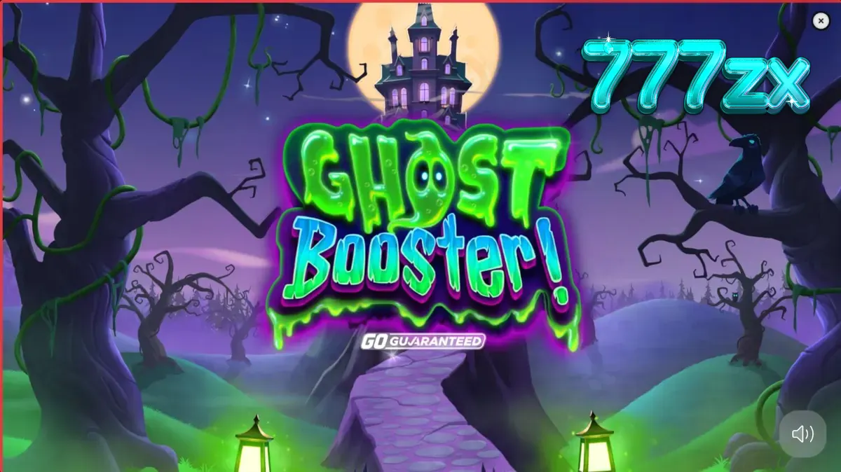 Tampilan visual slot Ghost Booster dengan tema rumah hantu yang ceria
